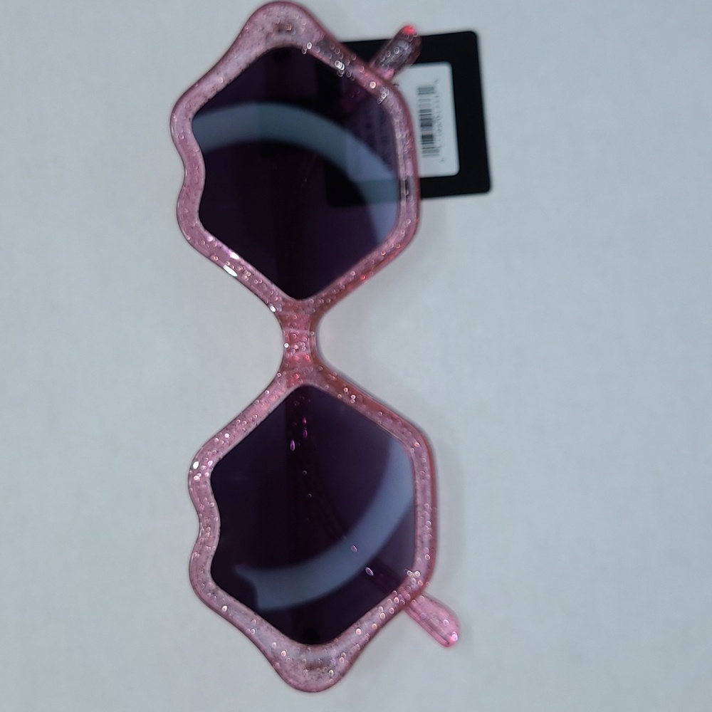 Adult Blue Gem Oversized Vintage Glitter Lips Sunglasses in Pink